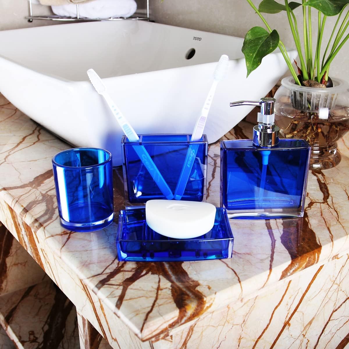 Modern Bathroom Accessory Set Blue-5