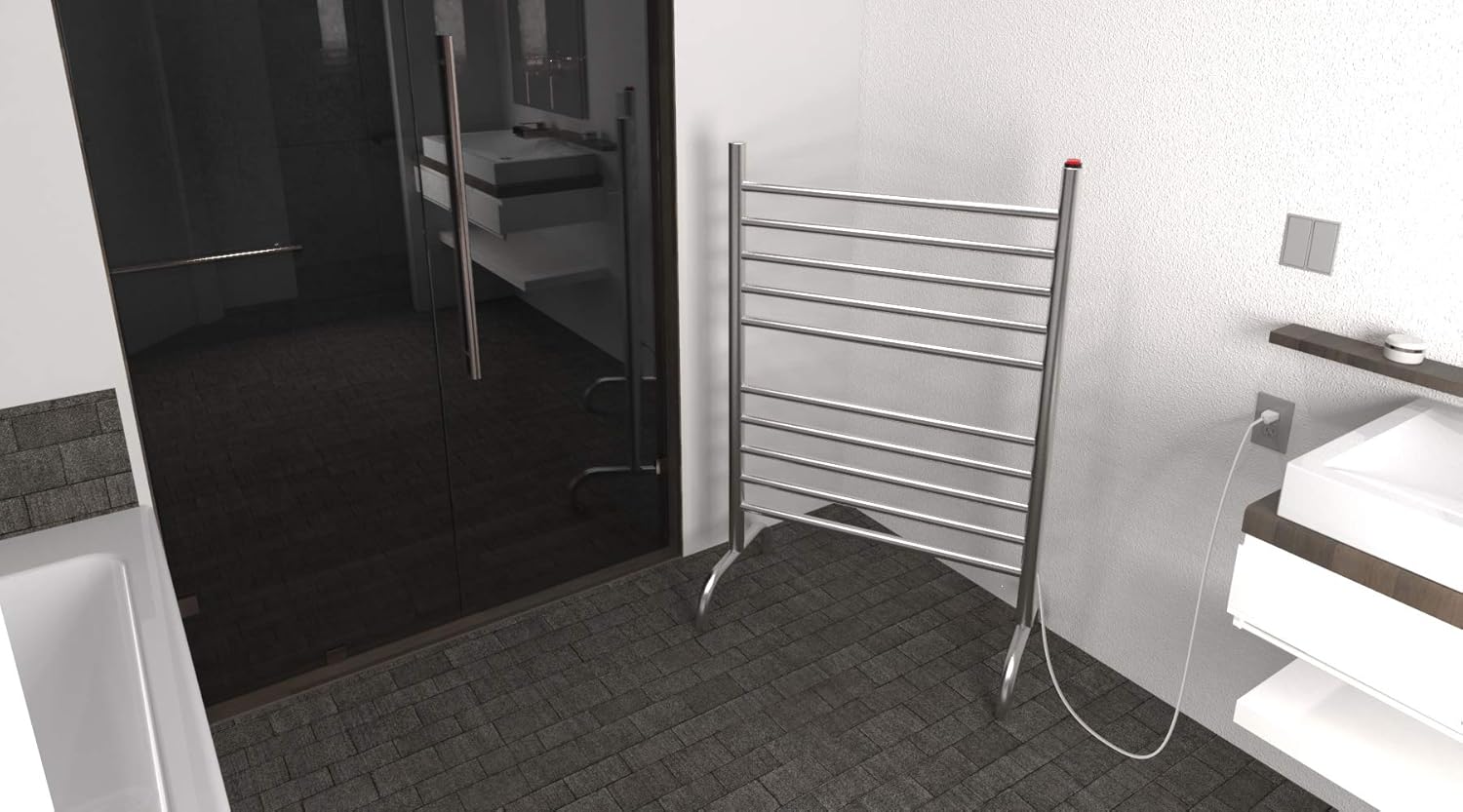 Amba Jeeves FSP Model F-Straight 7-Bar Hardwired Towel Warmer in Polished