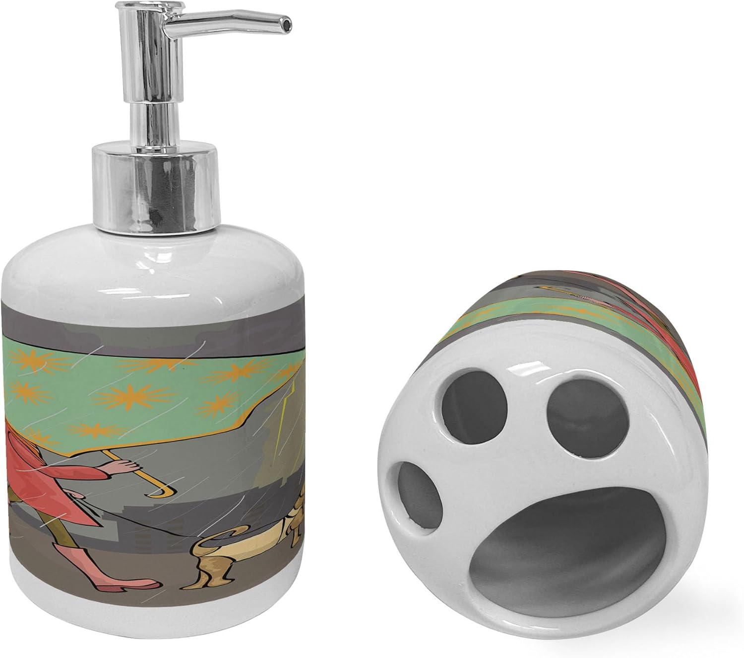 Umbrella Girl Soap Dispenser Set