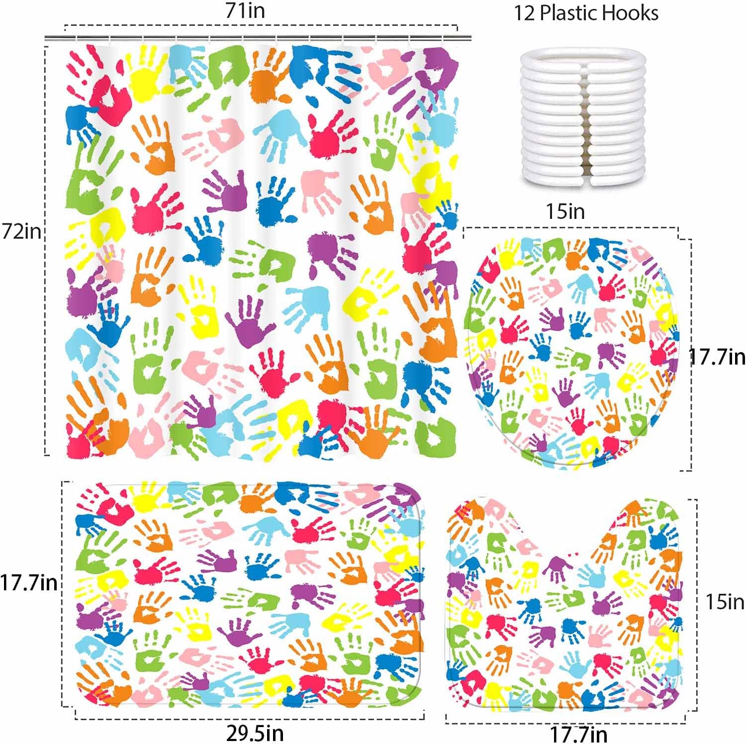 Vibrant Rainbow Shower Curtain Set for Kids