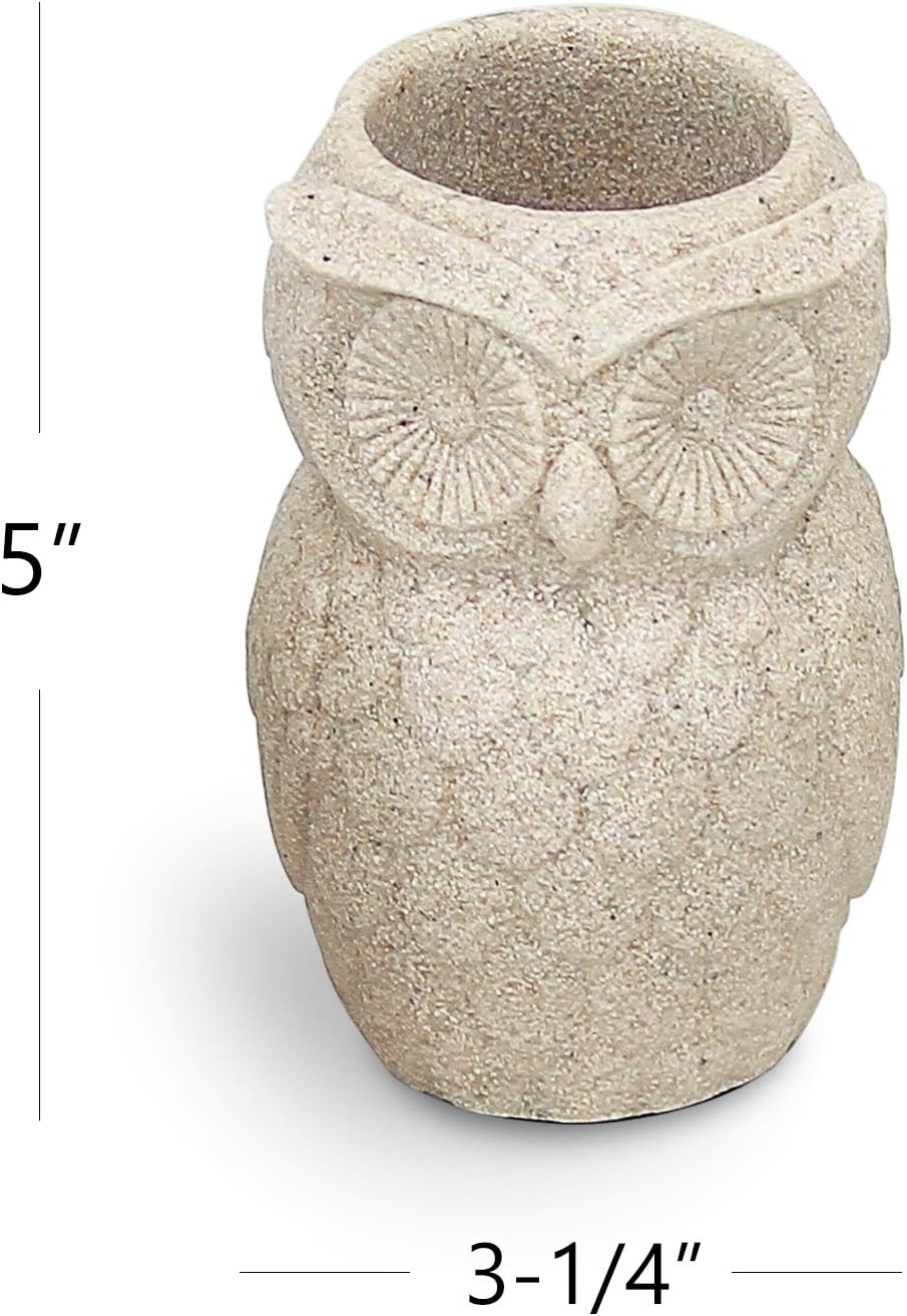 Evelyne Owl Resin Sandstone Bathroom Accessory Set