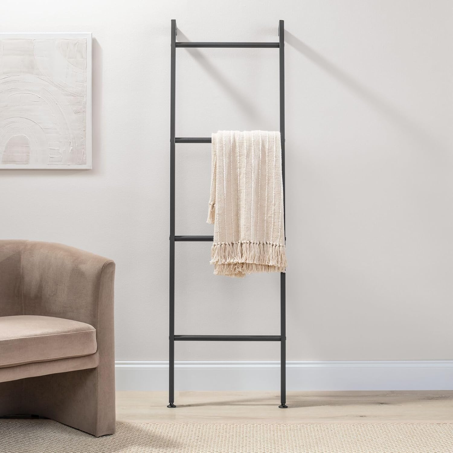mDesign Decorative Wall Towel Rack with 4 Levels - Matte Black