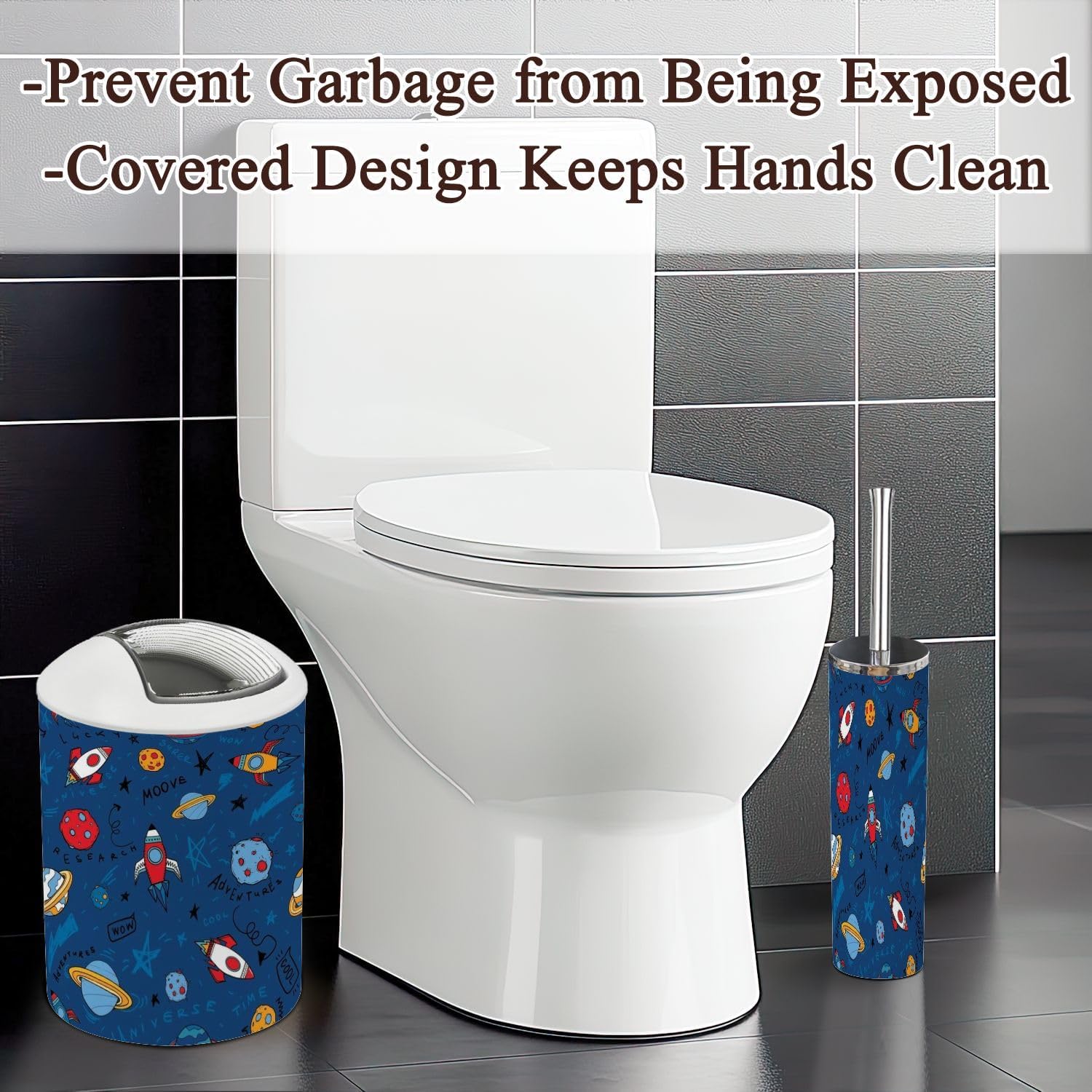 Cartoon Space Bathroom Accessories Set 6 Piece