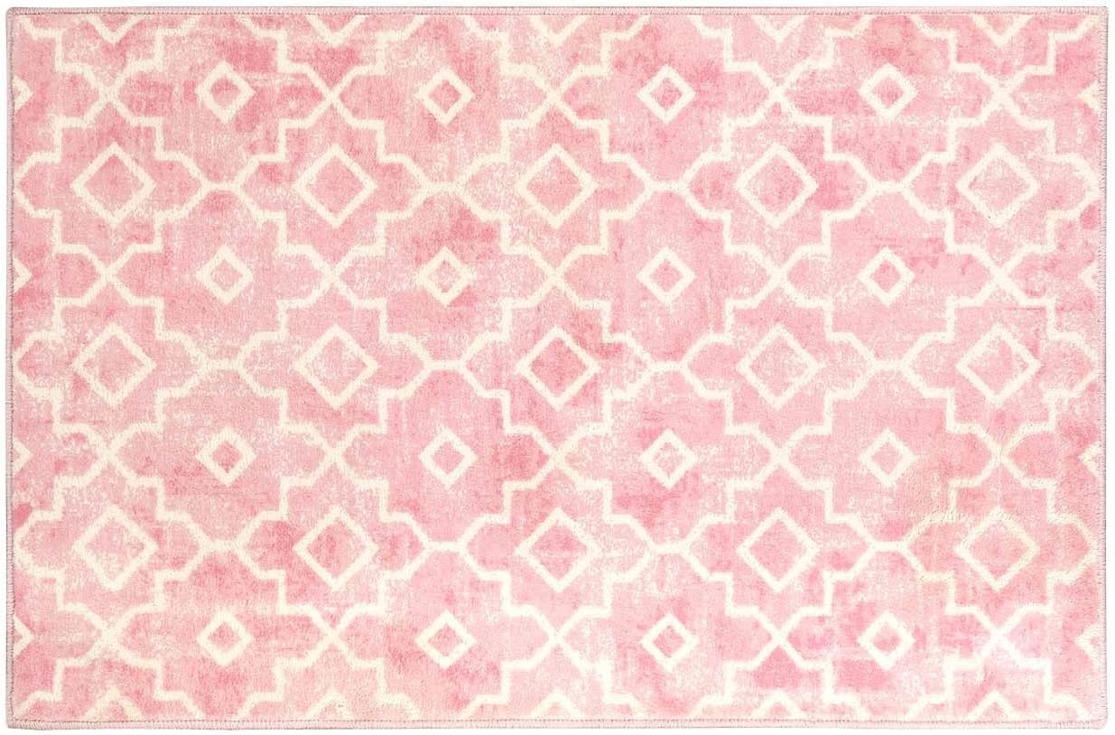 Moroccan Trendy Moroccan Washable Area Rug Small Pink Rug