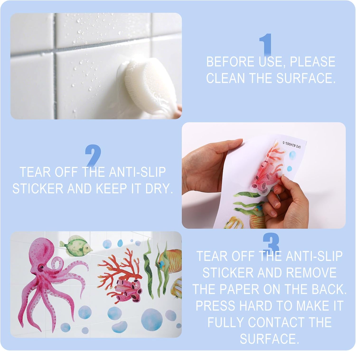 Adventure in the Bath 6pcs Ocean Creature Marine Sticker Set for Kids