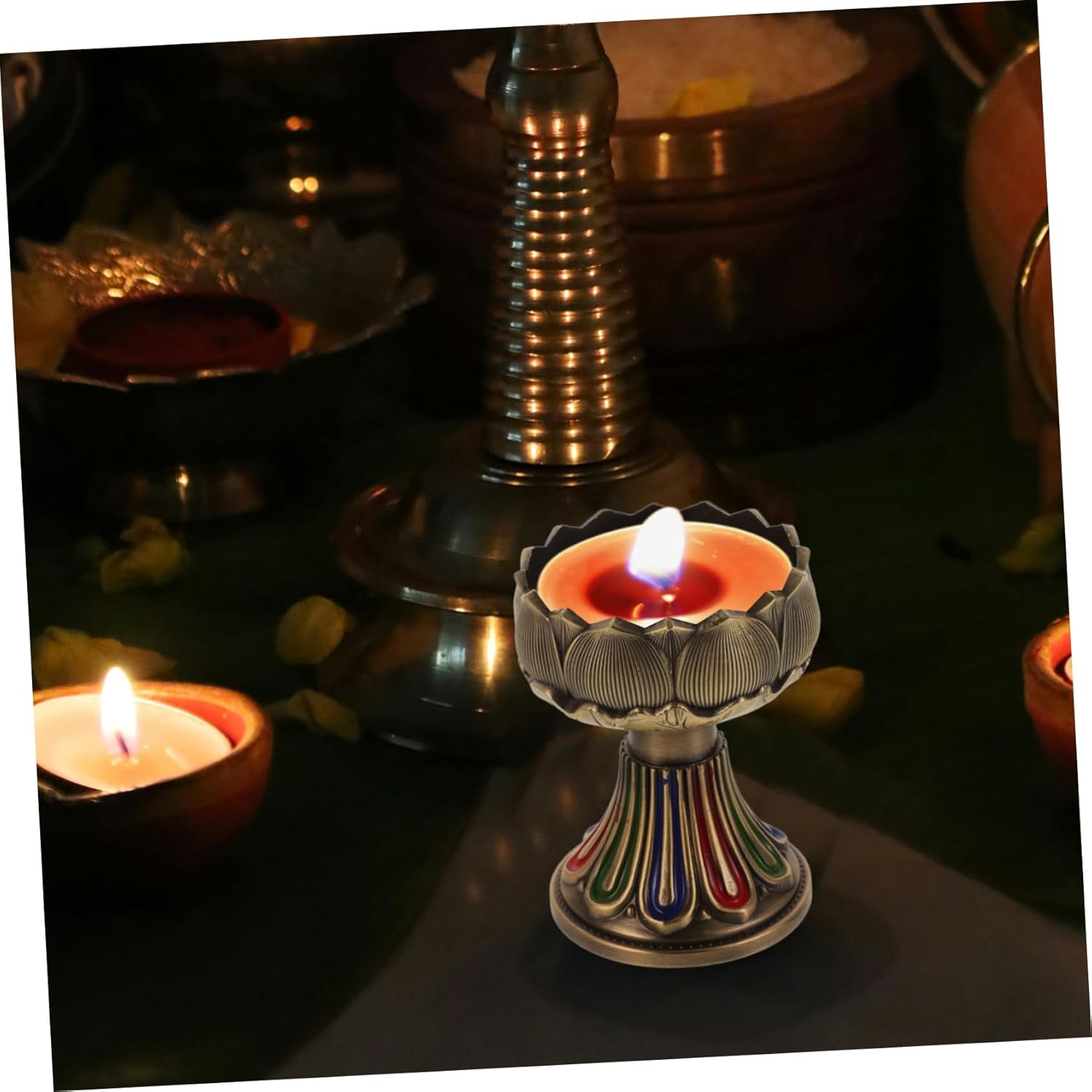 Buddhist Lotus Tea Light Candle Holder for Altar and Temple