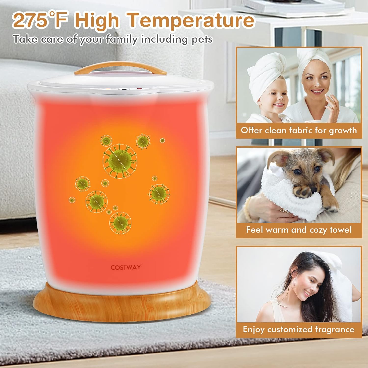 Costway Bucket Towel Warmer With Fragrance Holder