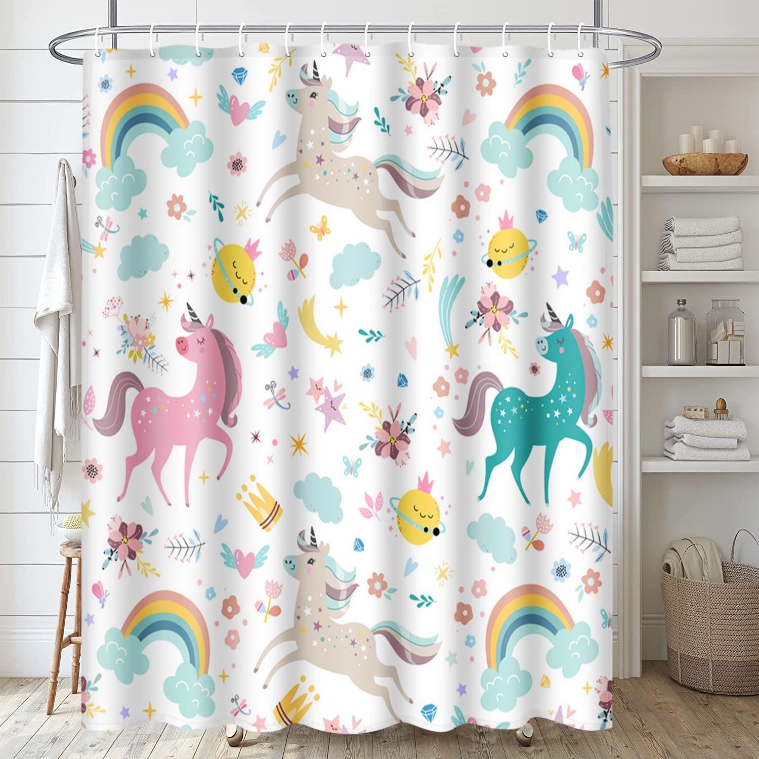 ArtSocket 4-Piece Rainbow Unicorns Bathroom Set