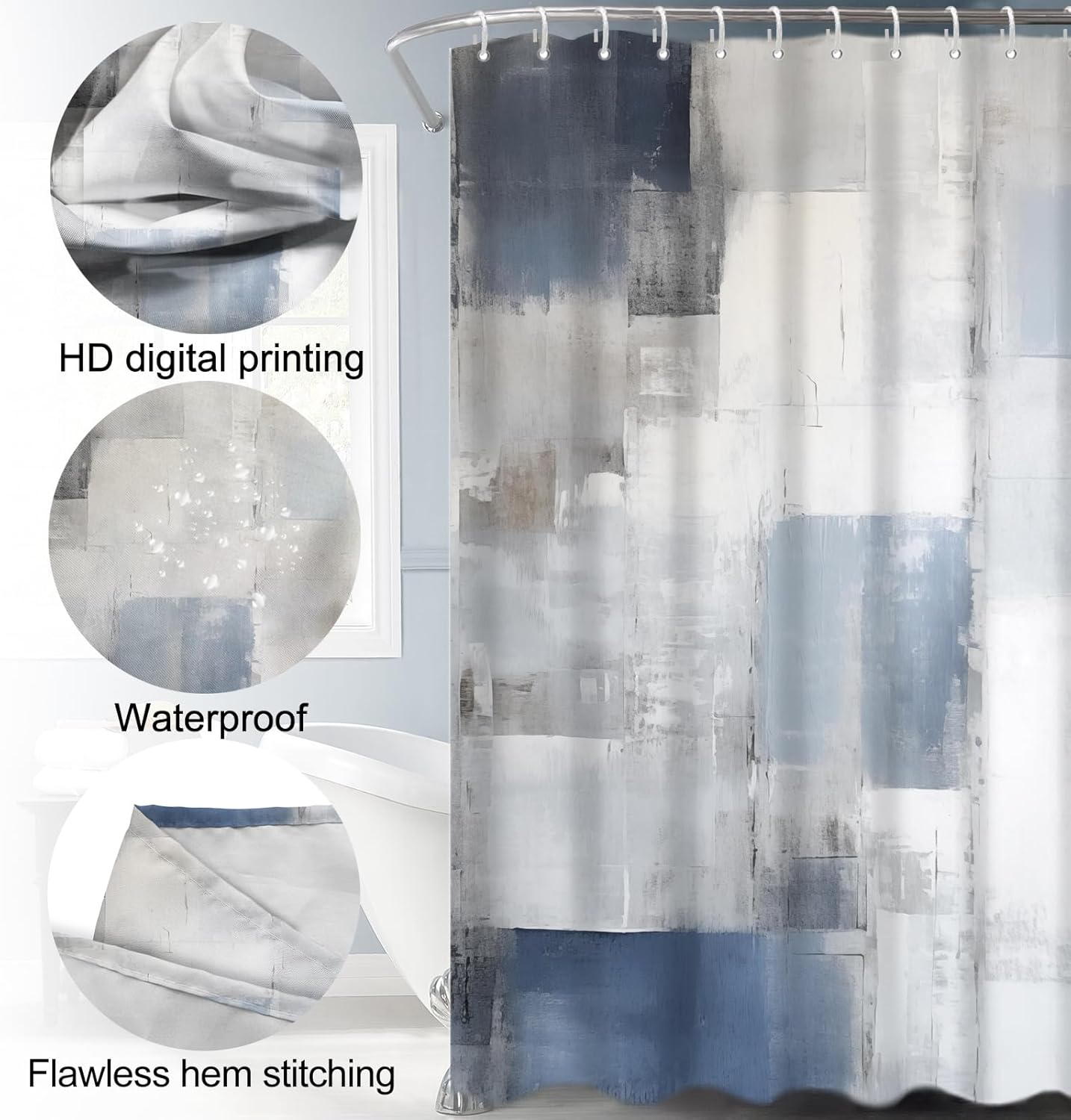 Lnond 4Pcs Bathroom Curtain Set with Rugs and Accessories