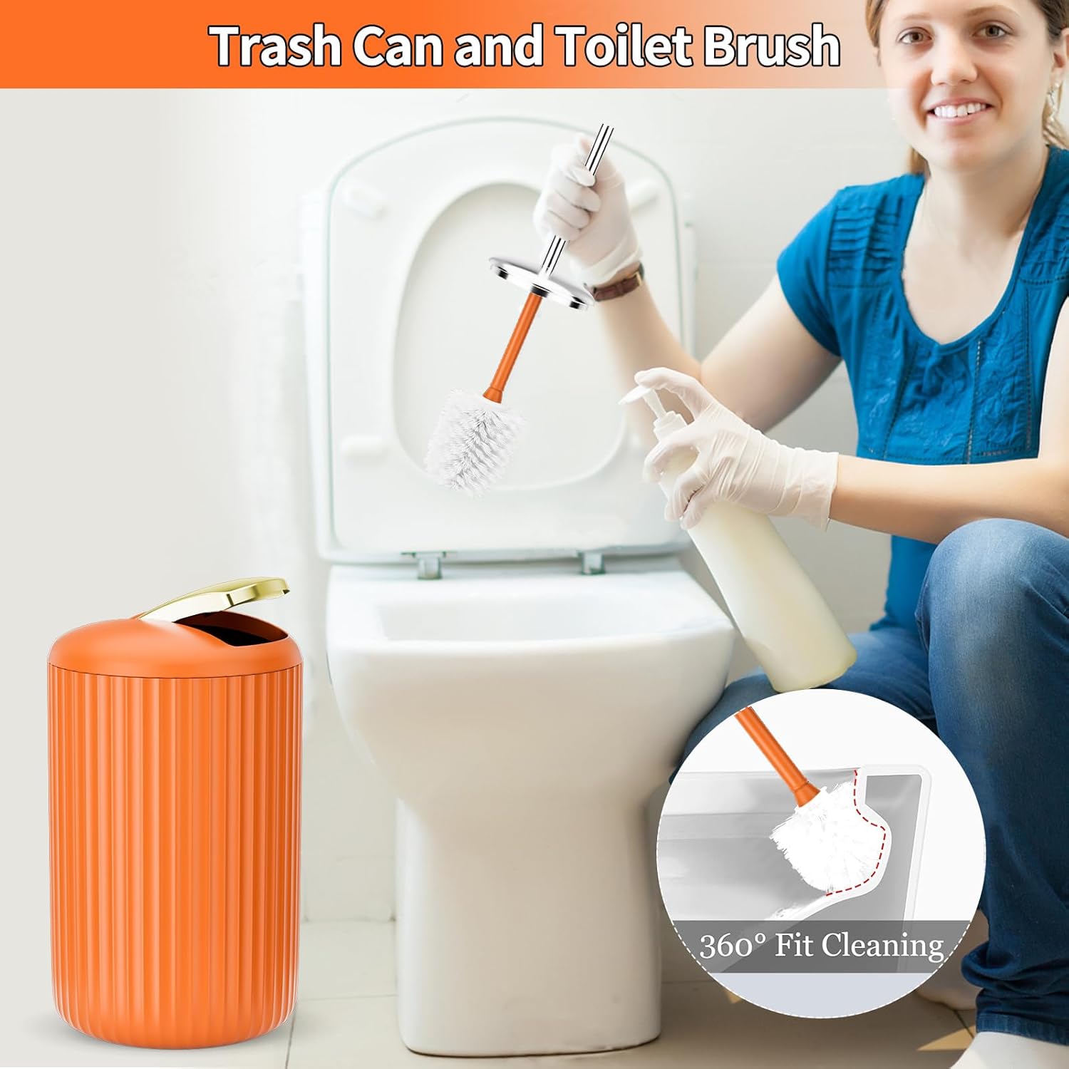 Complete Orange Bathroom Accessory Set for Home Kitchen