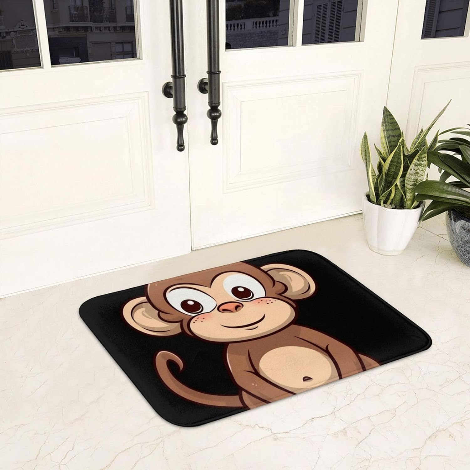 Cartoon Brown Monkey Front Door Mat 236x157