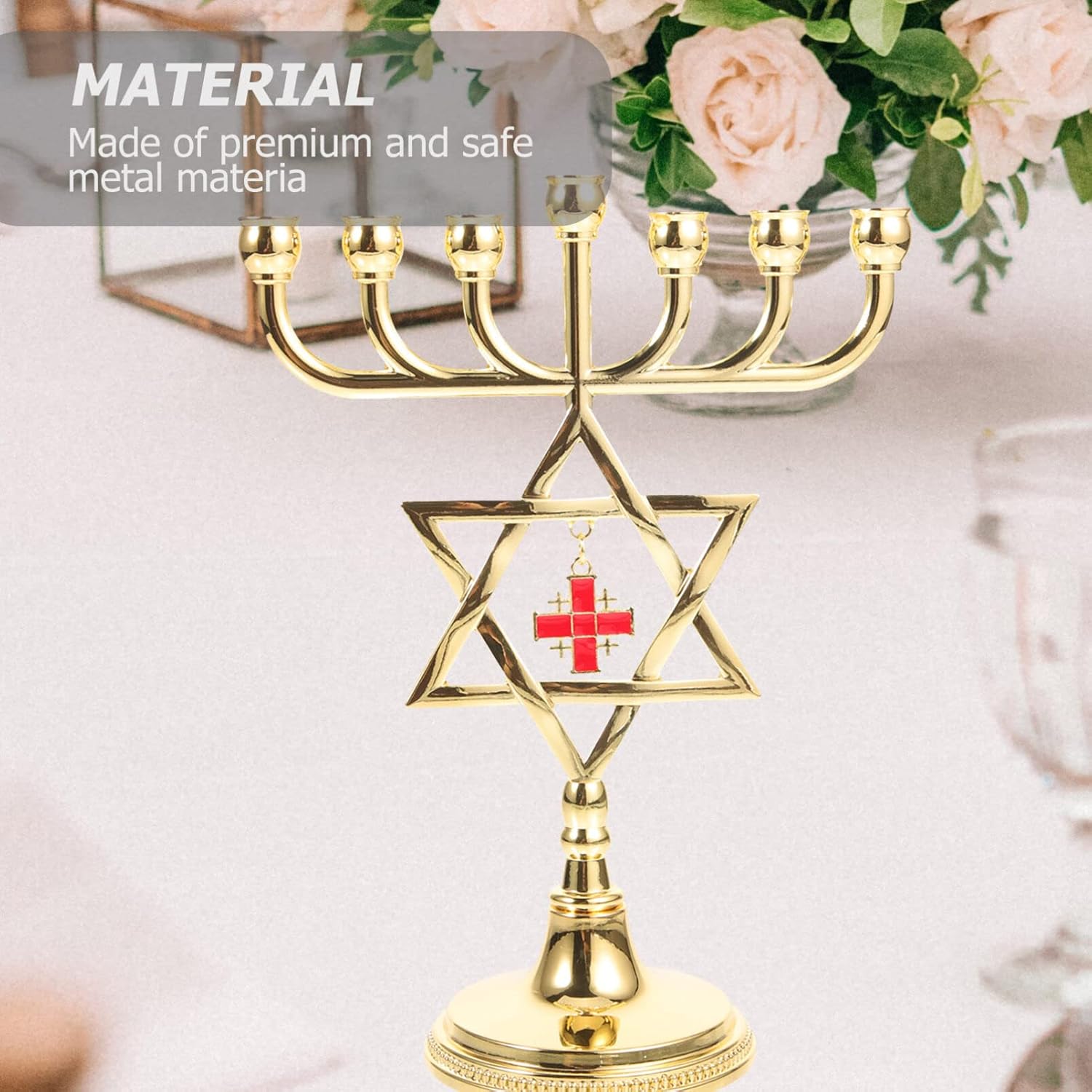 EXCEART 7-Branch Metal Candlestick Holder for Chanukah