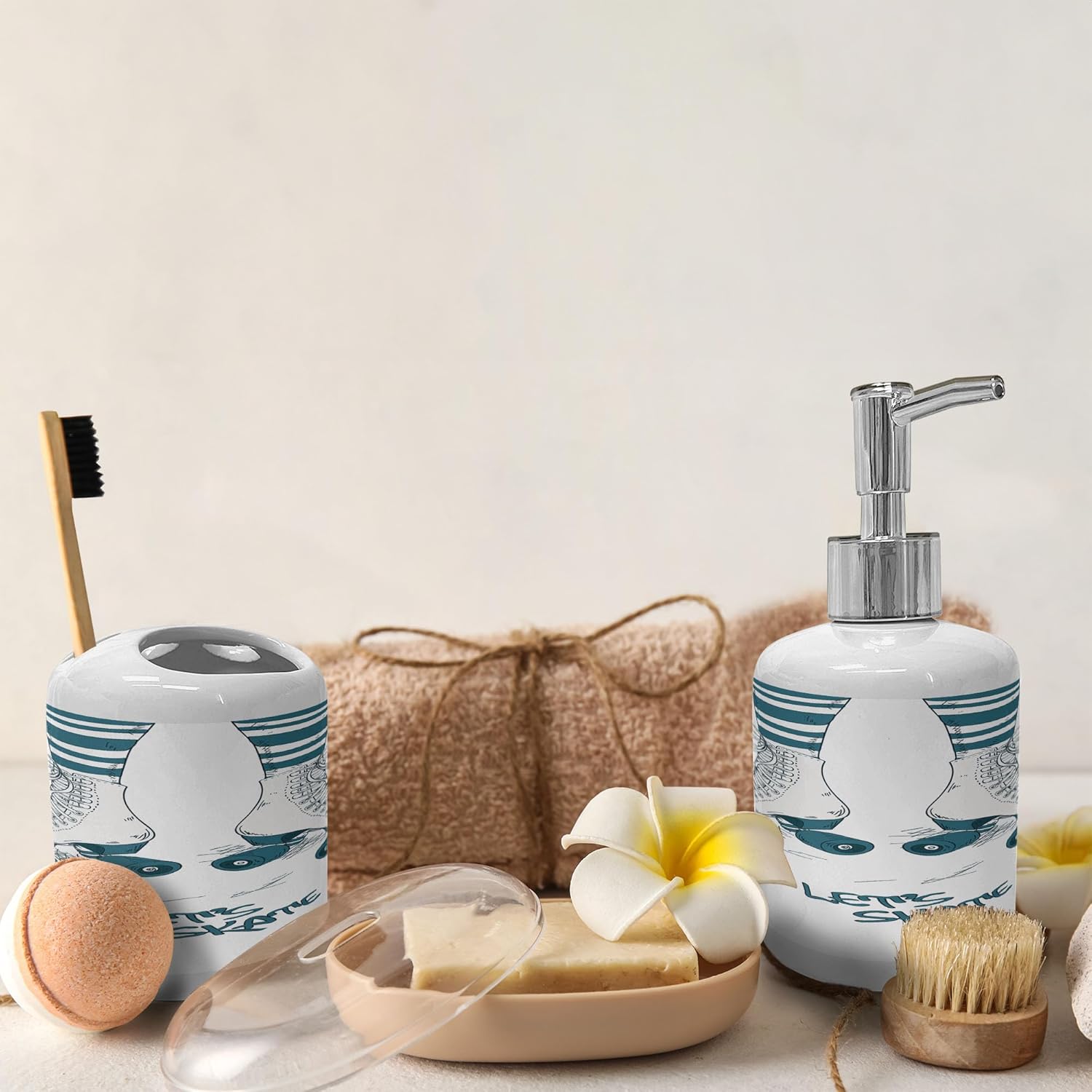 Retro Stylish Toothbrush Soap Dispenser Set