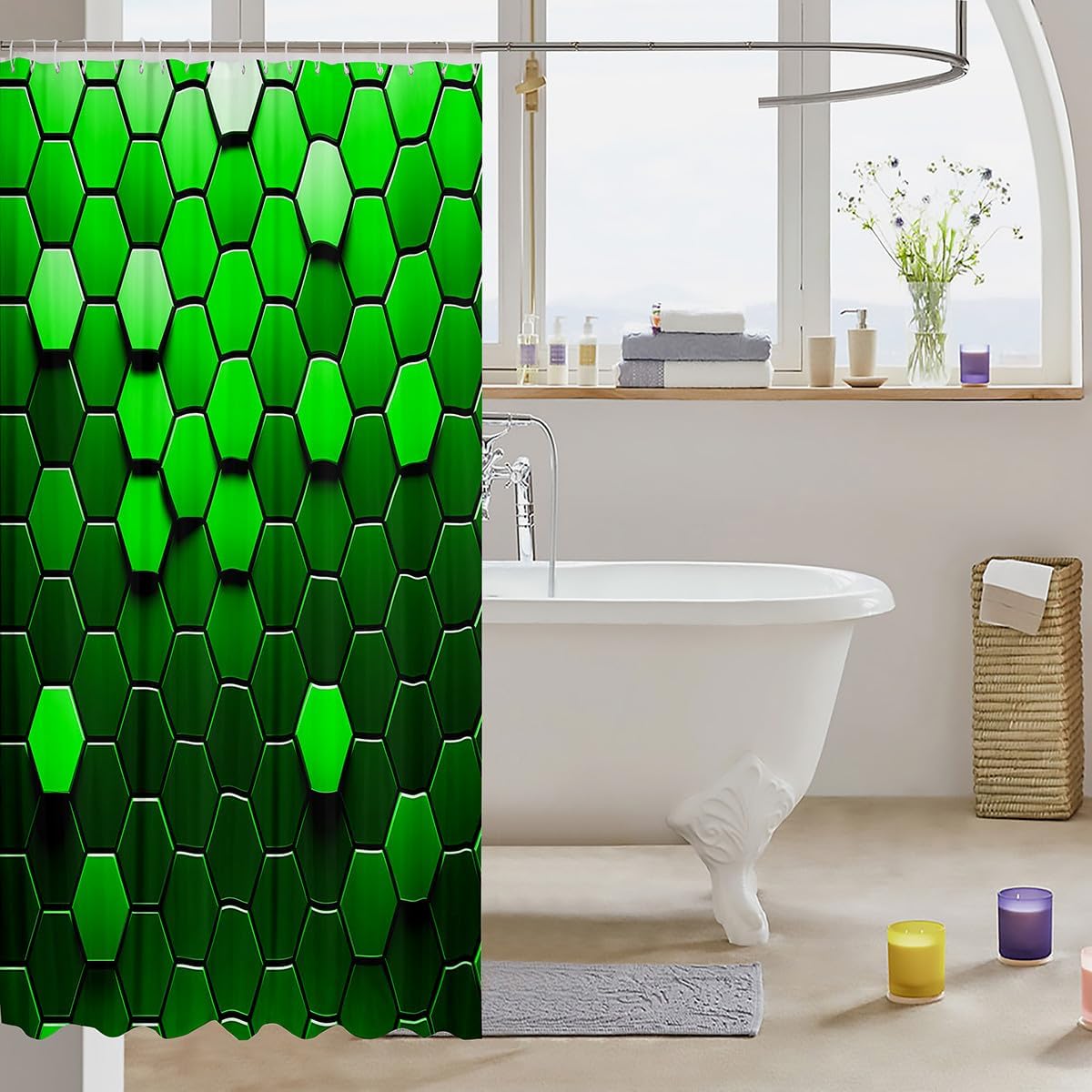Pure Geometric Honeycomb Shower curtain for Kids