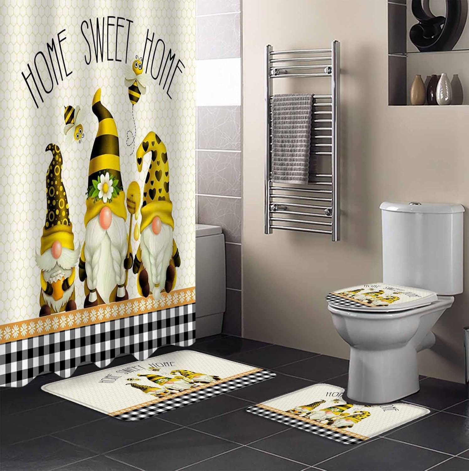 YESOF66 4PCS Bathroom Mat Set