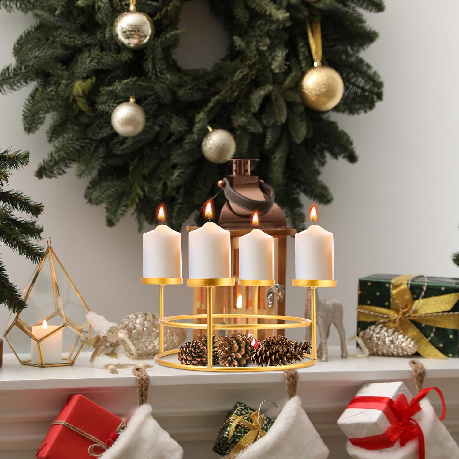 Large Rustic Metal Advent Candle Holder for Christmas 114-inch