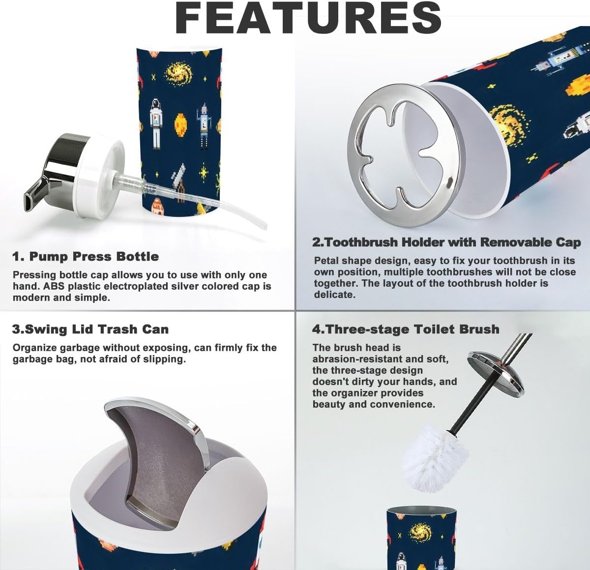 JBNJANKDAV Space Seamless 6-Piece Bathroom Accessories Set
