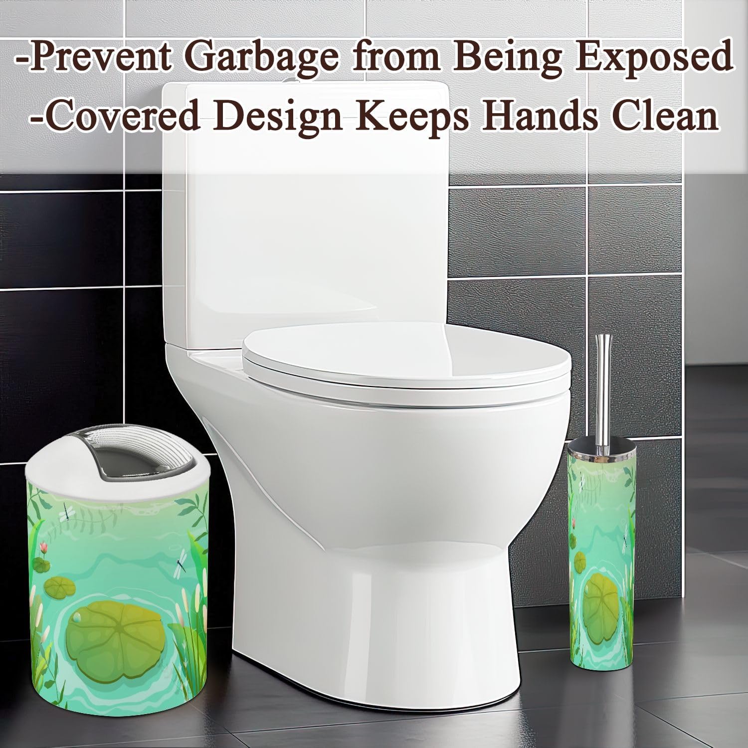 Bathroom Accessories Set 6 Pcs with Pond Scenery