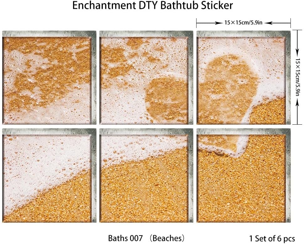 Non Slip Bathtub Stickers Square 59x59 Inch 6pcs for Adults and Kids