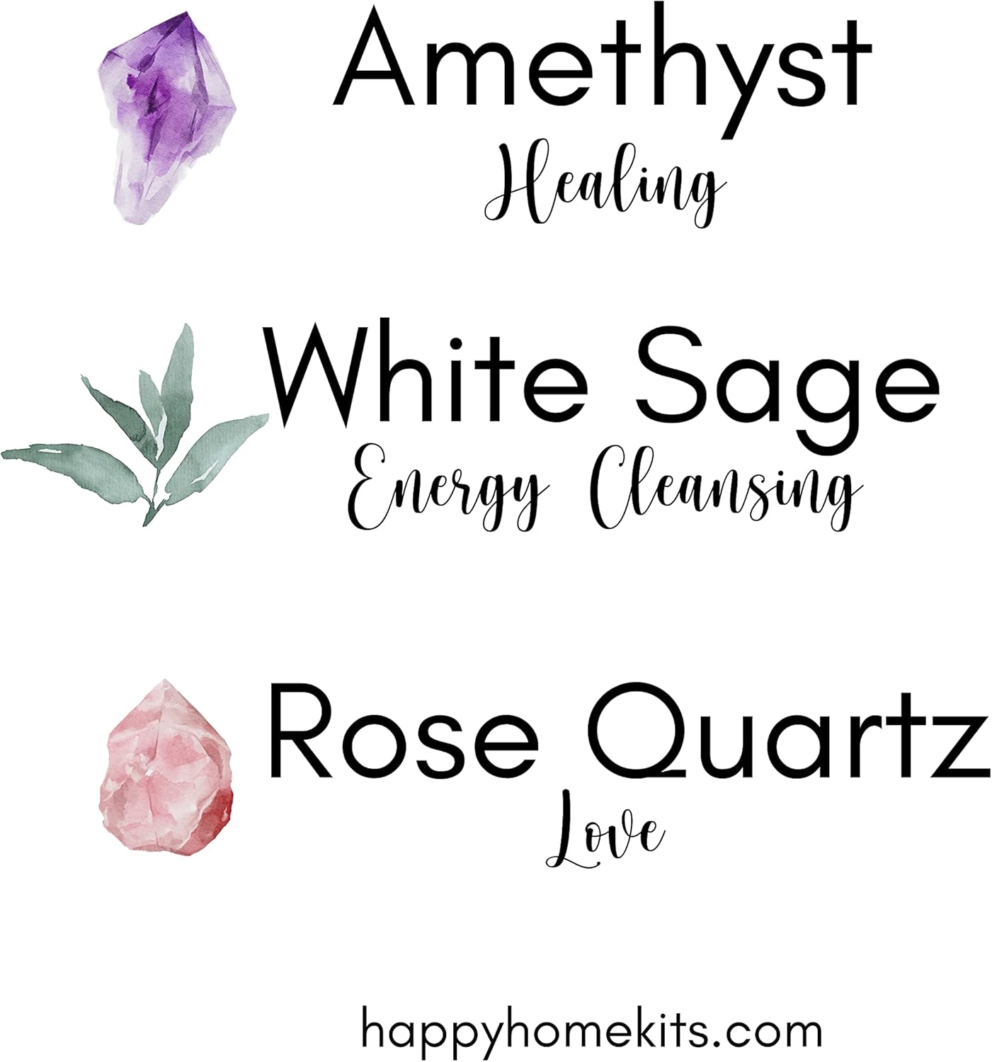 White Sage Candle with Rose Clear Quartz Crystals