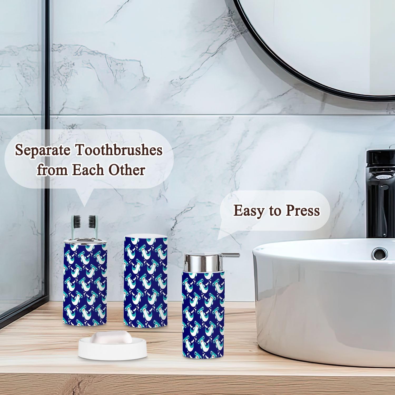 Hammerhead Shark Bath Set 6 Pcs - Durable Stylish for Kids