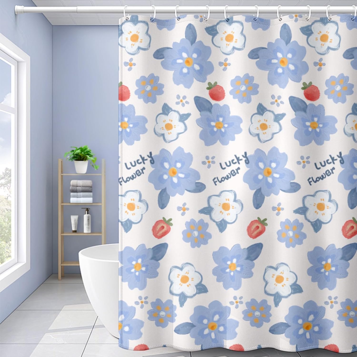 Bath Time Surprise POMN Kids Floral Shower Curtain