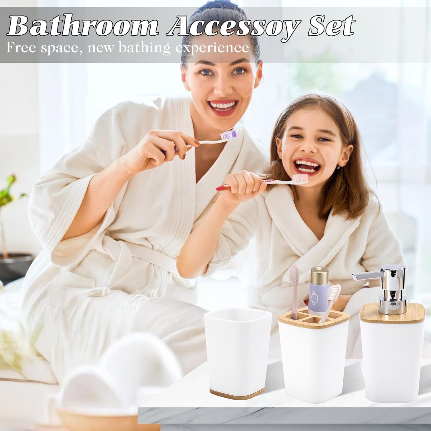 XLHOMO White Bathroom Accessory Set for Modern Home