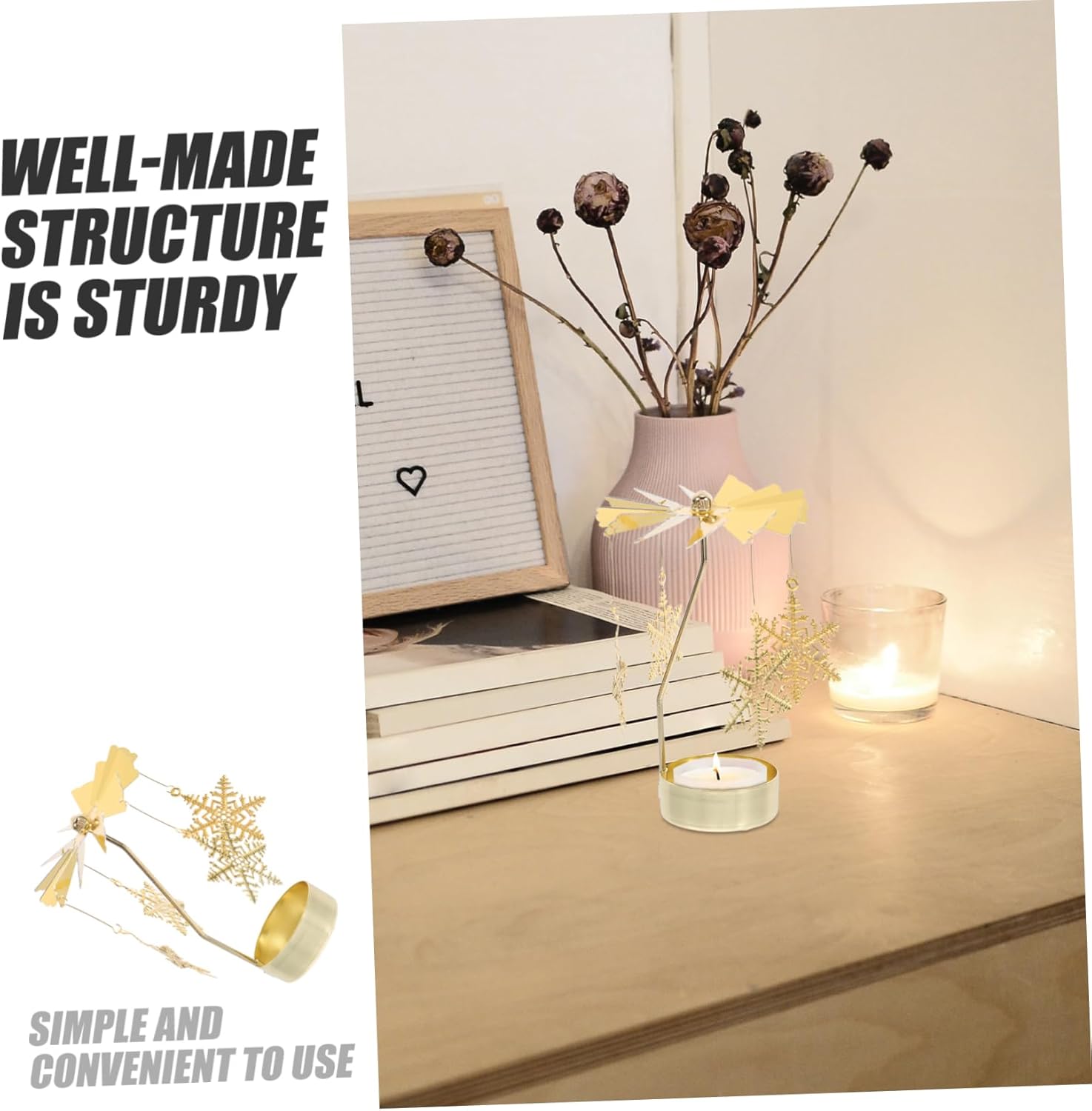 STOBAZA Fairy Carousel Candle Holder - Unique Rotating Candlestick for Christmas Parties