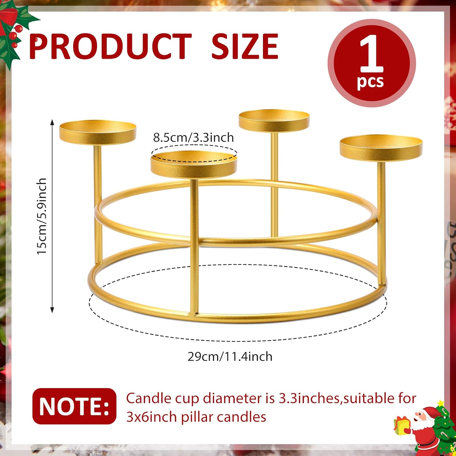 Large Rustic Metal Advent Candle Holder for Christmas 114-inch