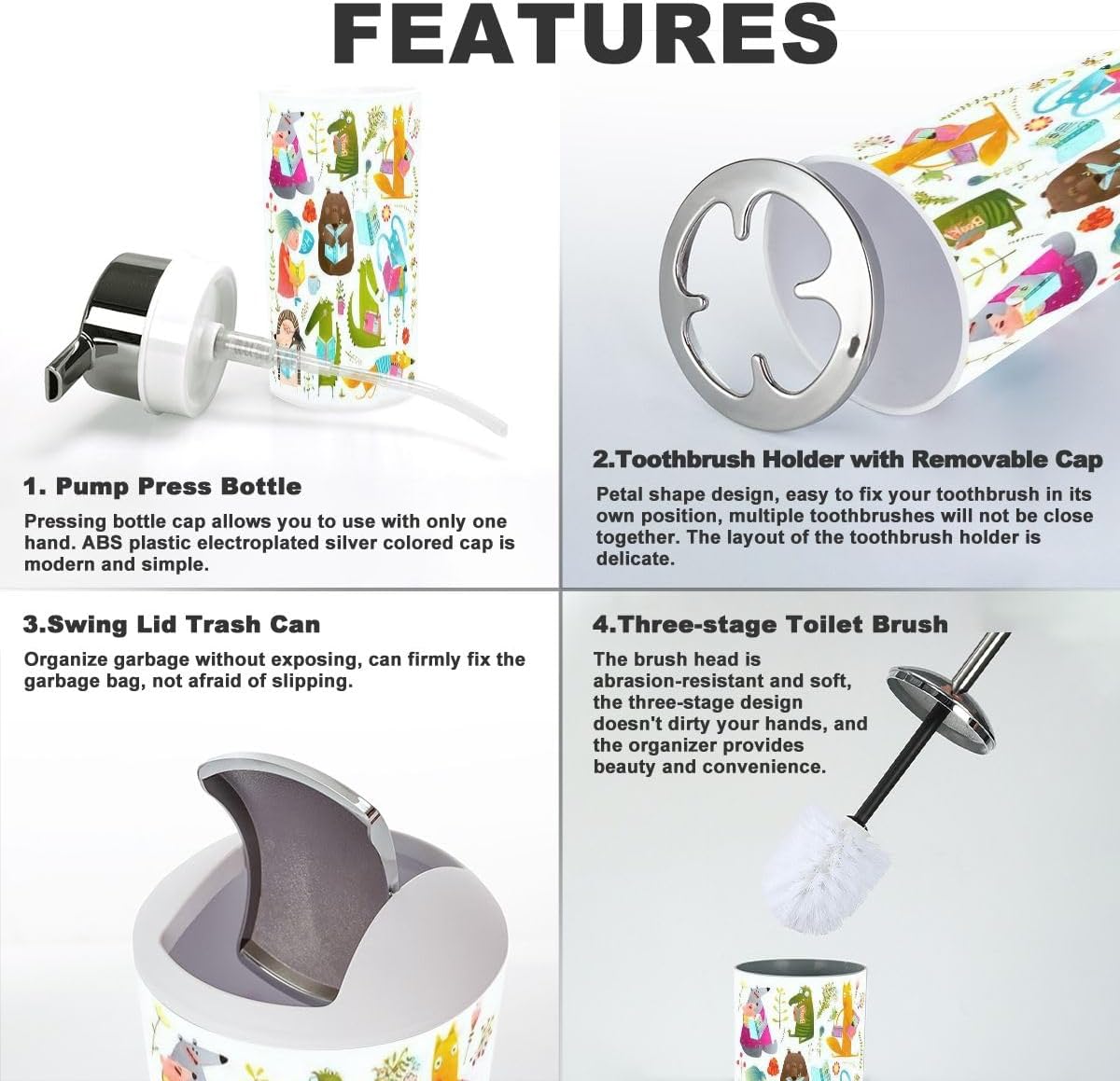 Bathroom Funny Animal Study Set for Kids