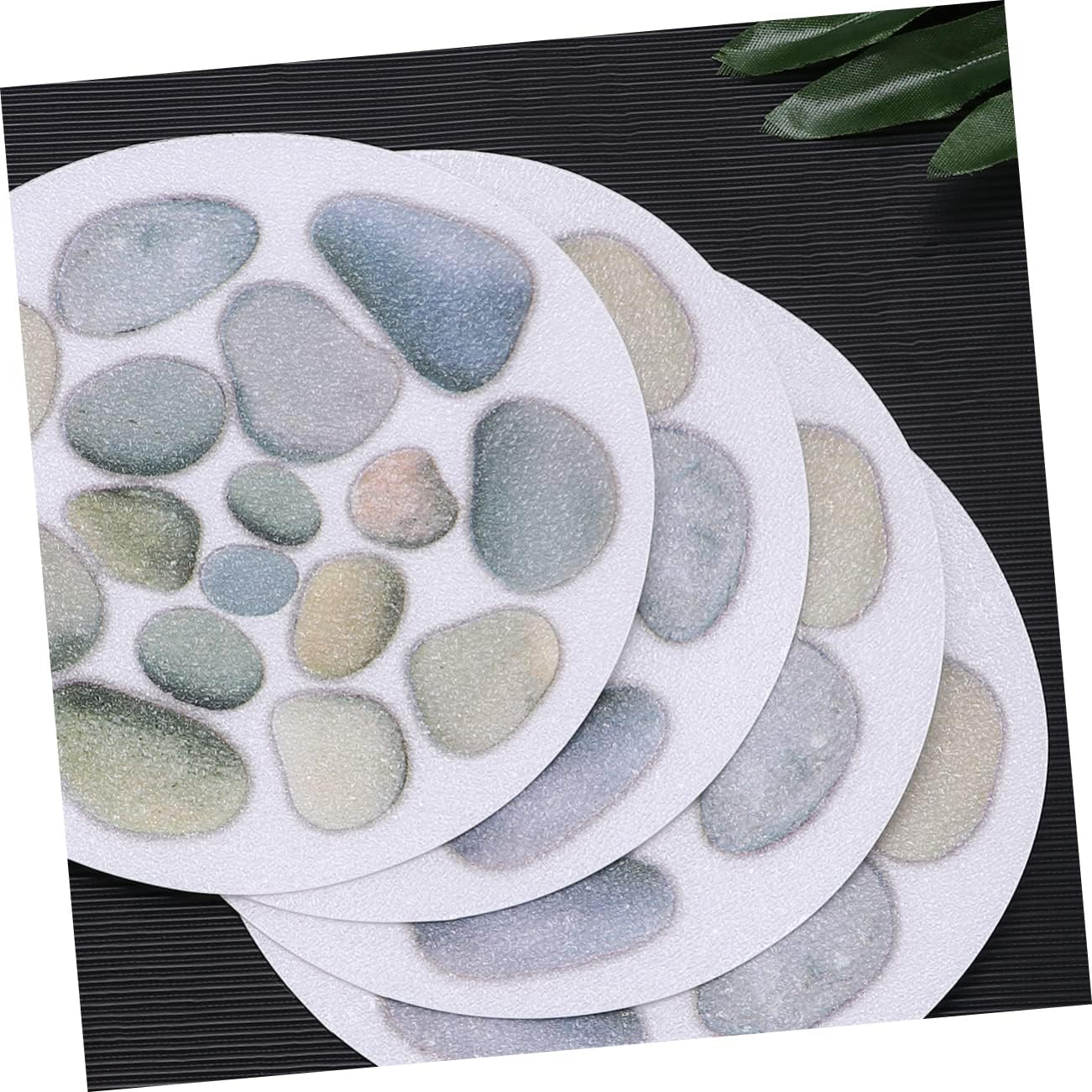 4-Piece Diameter Stone Pattern Bathtub Non-Slip Stickers