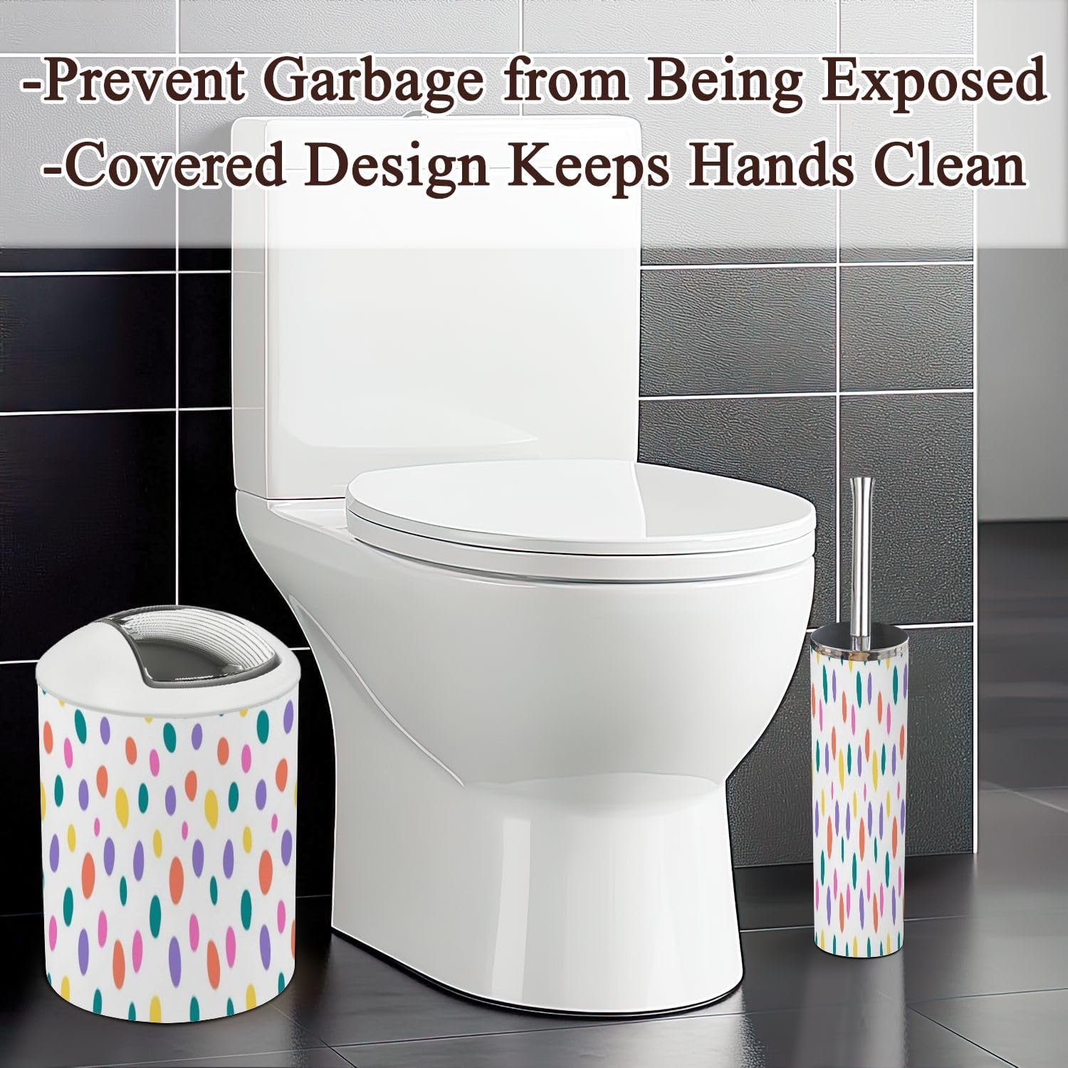 6 Piece Abstract Colorful Bathroom Accessories Set
