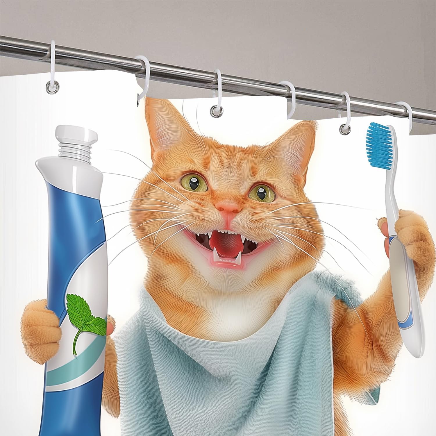 Vanzev Tabby Cat Shower Curtain Perfect Kids Fun