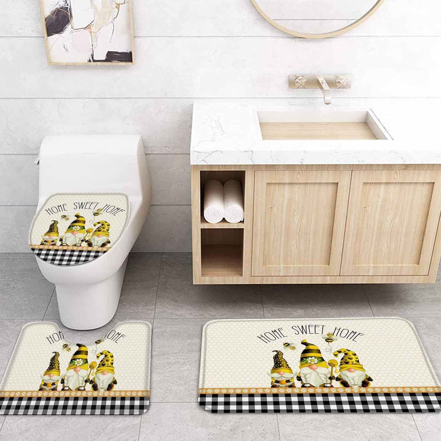 YESOF66 4PCS Bathroom Mat Set