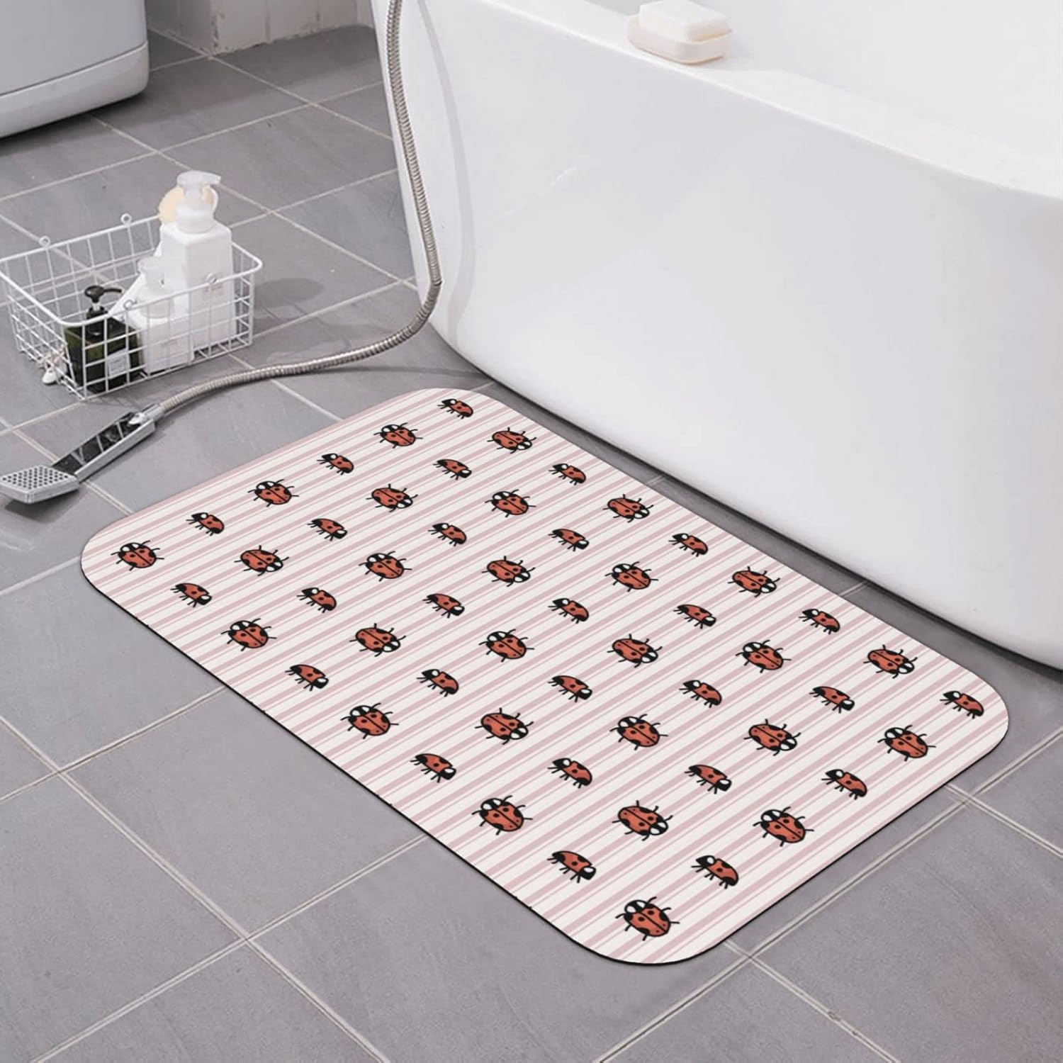 ChenRongDian Welcome Doormat Cute Ladybug with Non-Slip Soft Surface
