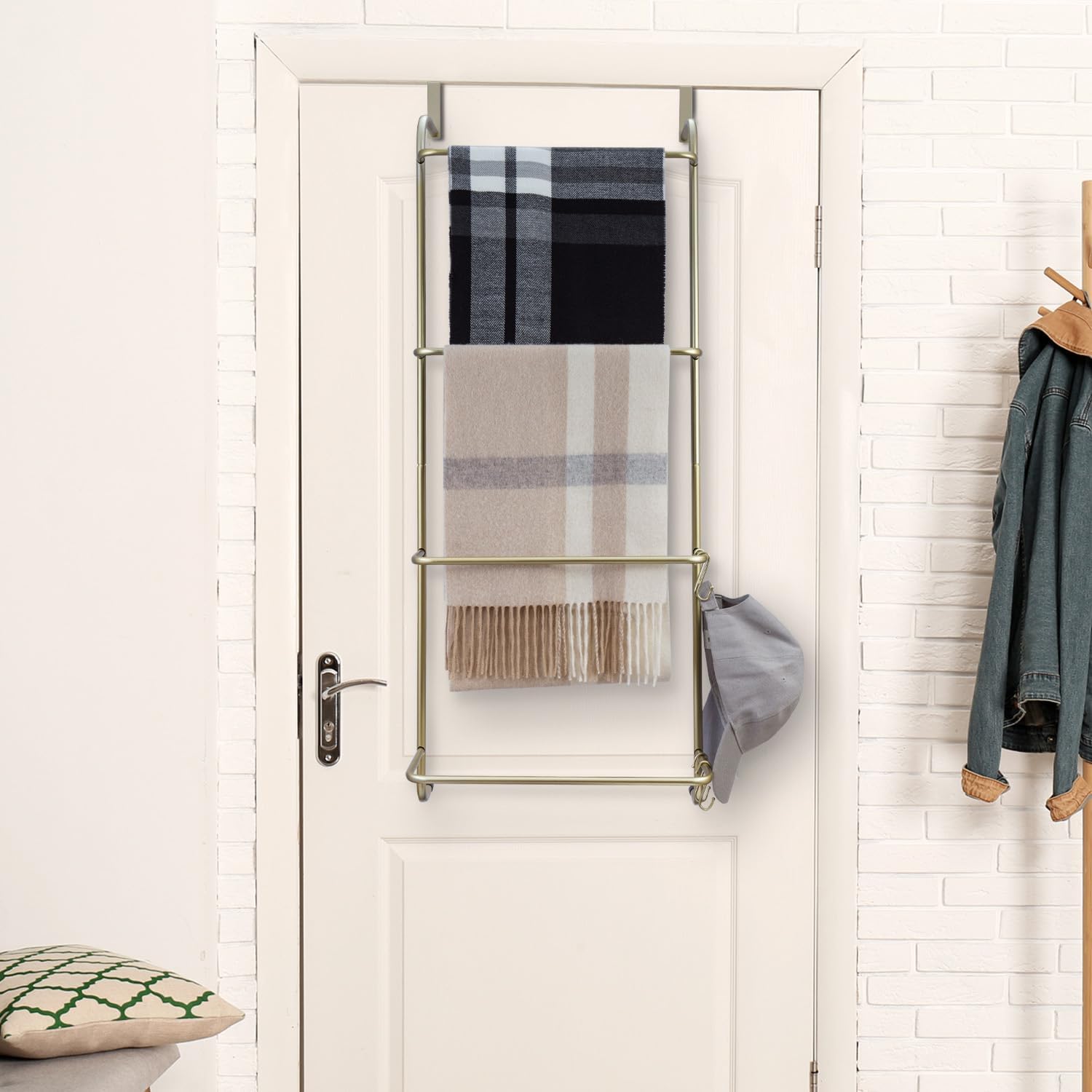 MyGift 4 Rung Over-The-Door Towel Drying Rack