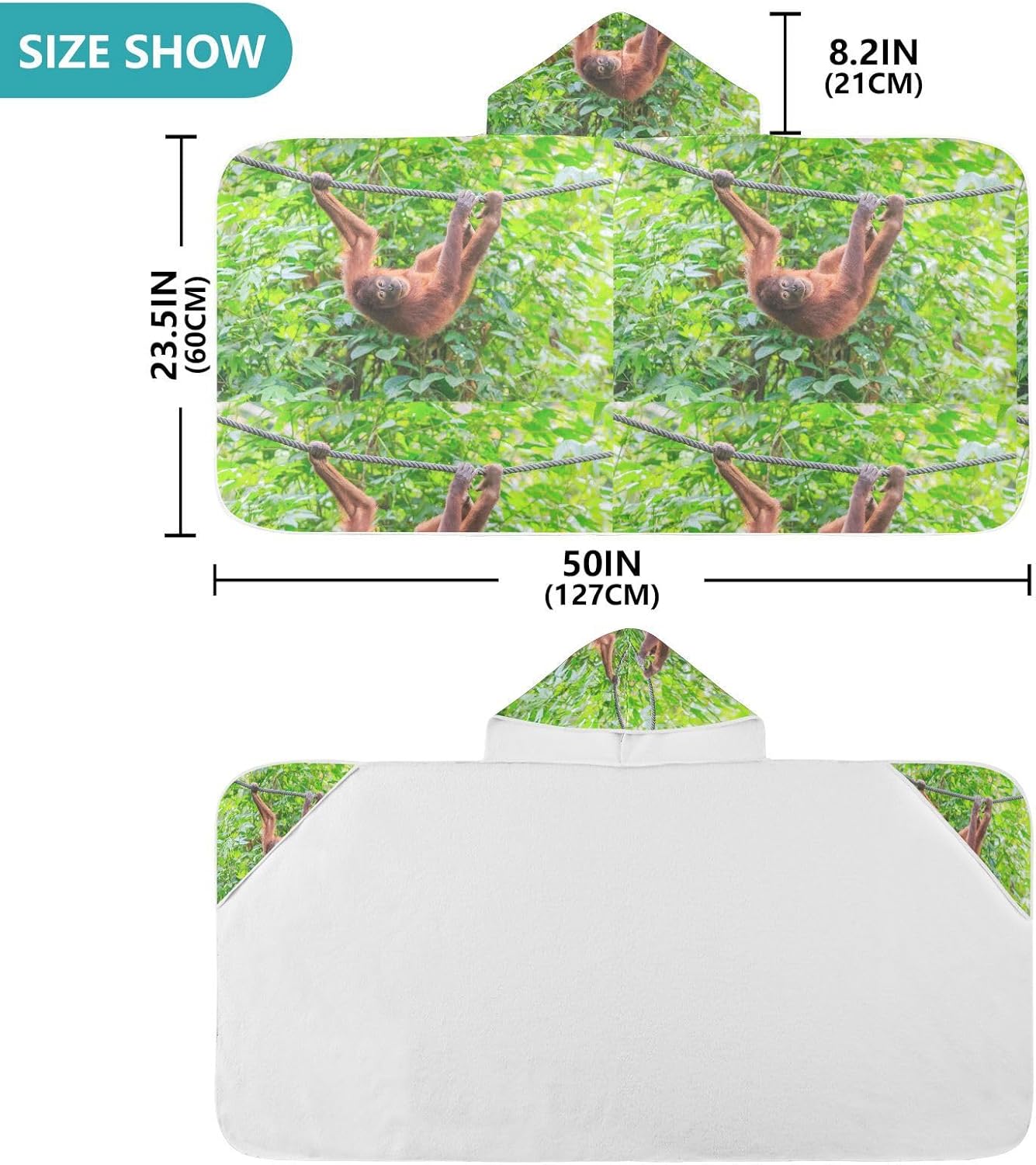 Dussdil Kids Beach Towels with Orangutan Pongo Design for Boys and Girls