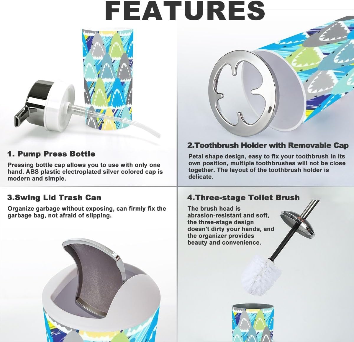 6-Piece Multicolored Bathroom Accessories Set