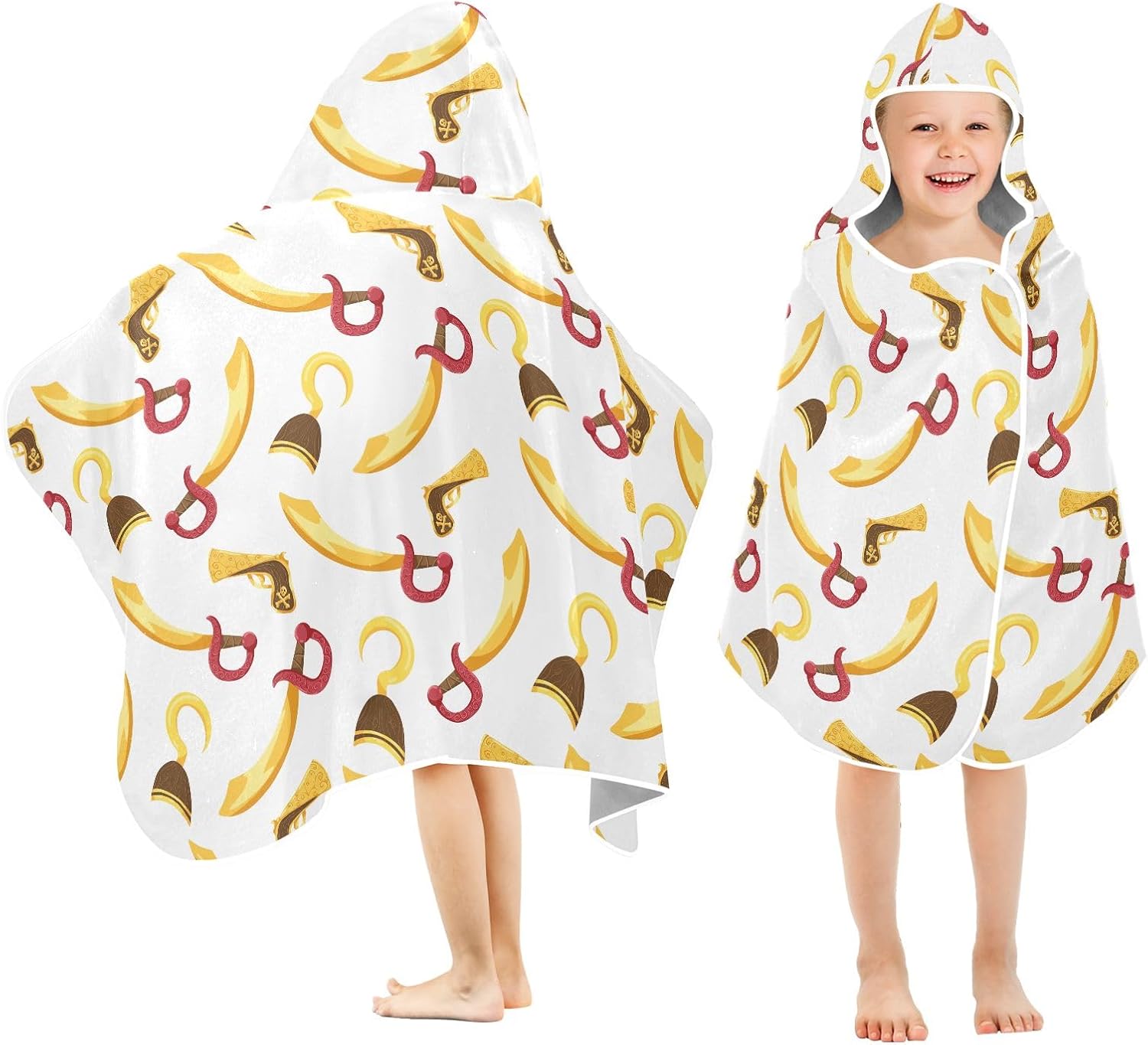 WIFIU Kids Hooded Beach Towel Pirate Hook Pattern