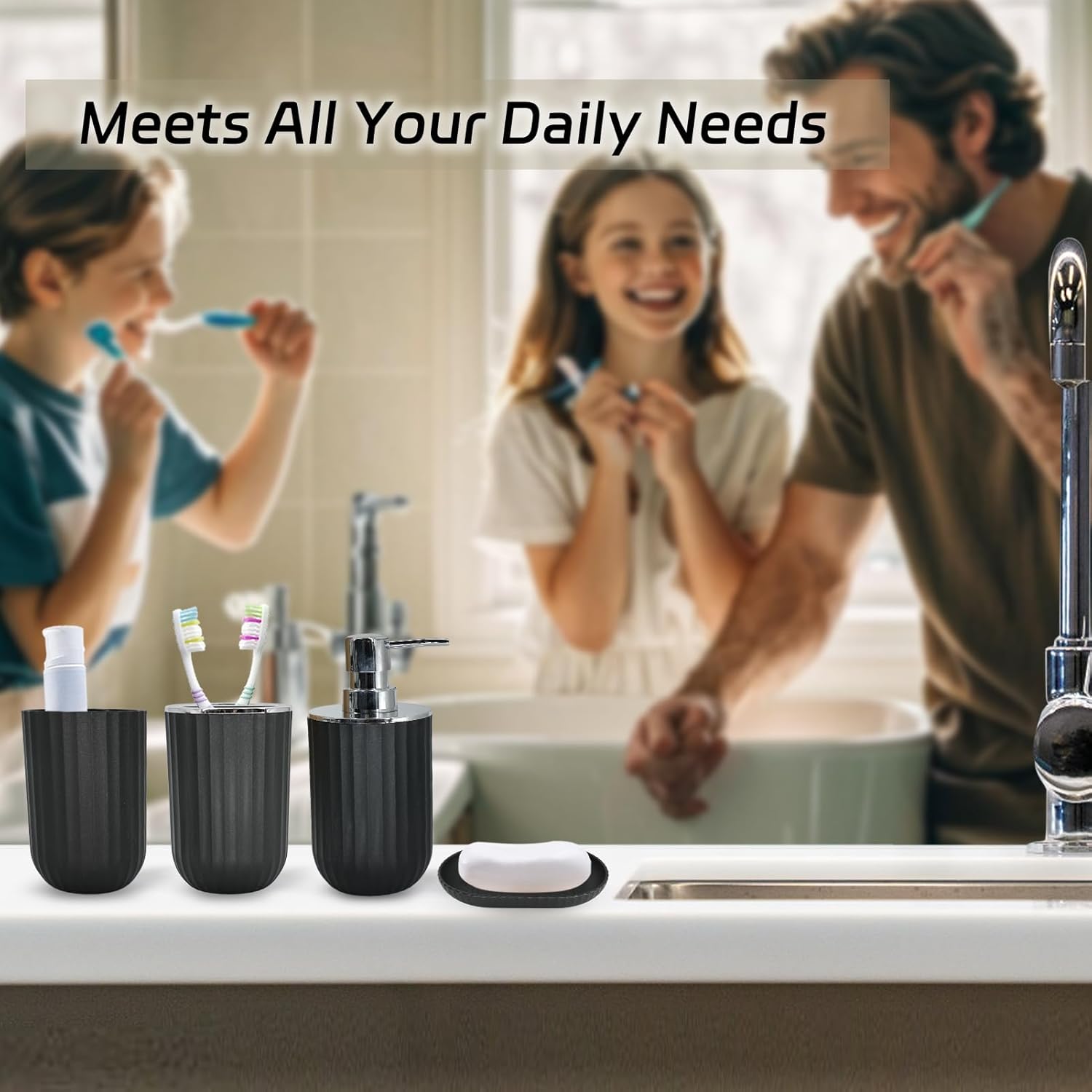 Complete Black Bathroom Set with Essential Accessories for Modern Bathrooms