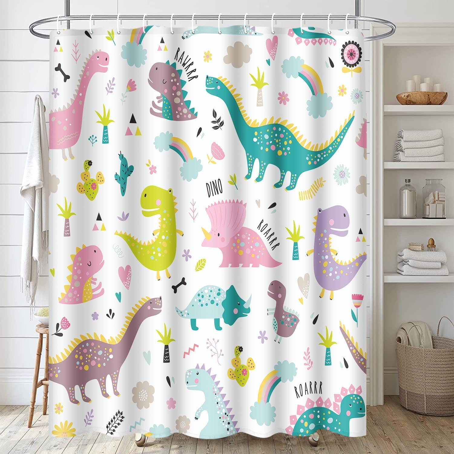 Arttown Dragon Dinosaurs Rainbow Pink Bath Set