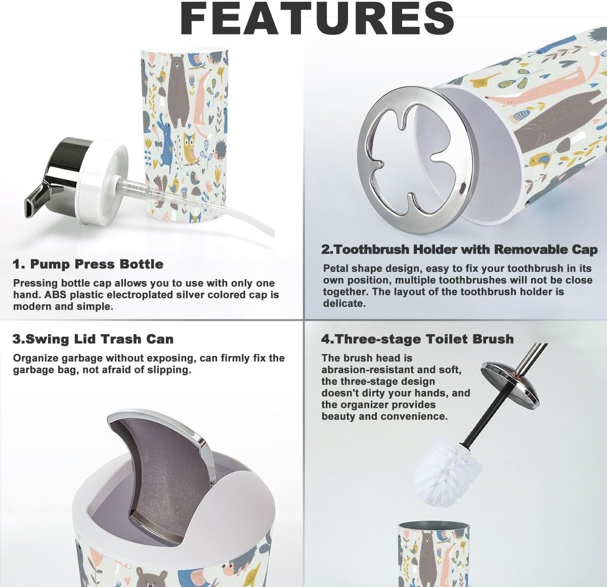 Seamless Forest Bathroom Accessories 6 Pcs