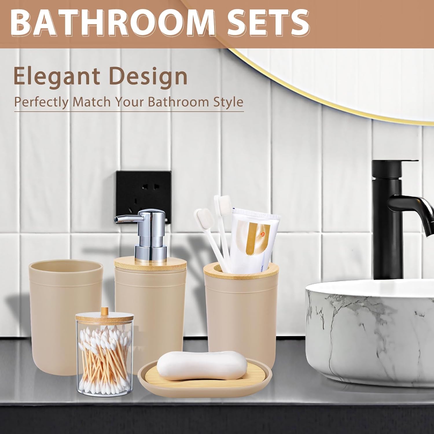 iMucci 5 Piece Bathroom Accessories Set