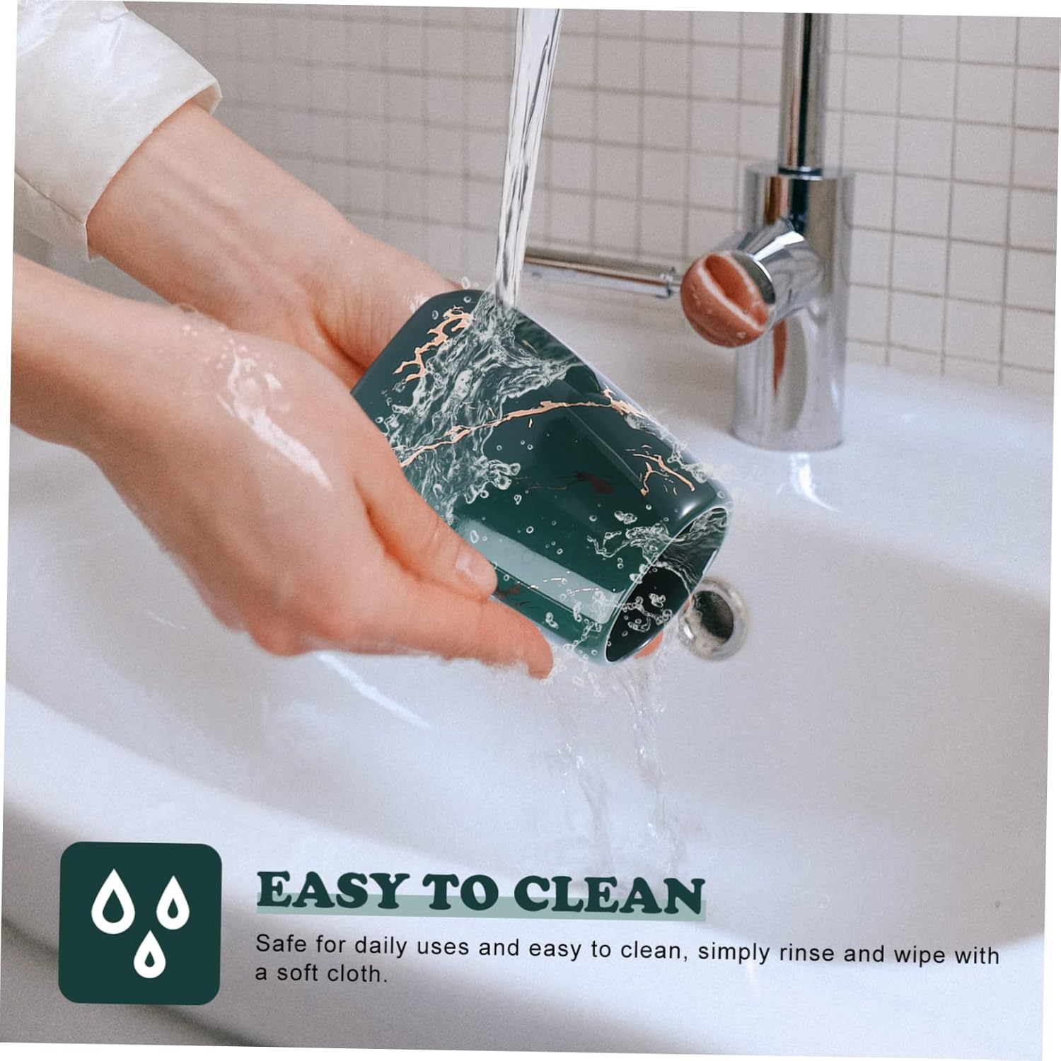 Unomor Bathroom Accessory Set Marble Finish Stylish Organizer