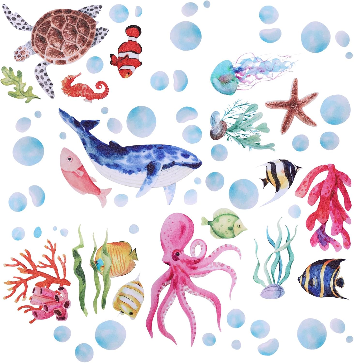 Adventure in the Bath 6pcs Ocean Creature Marine Sticker Set for Kids