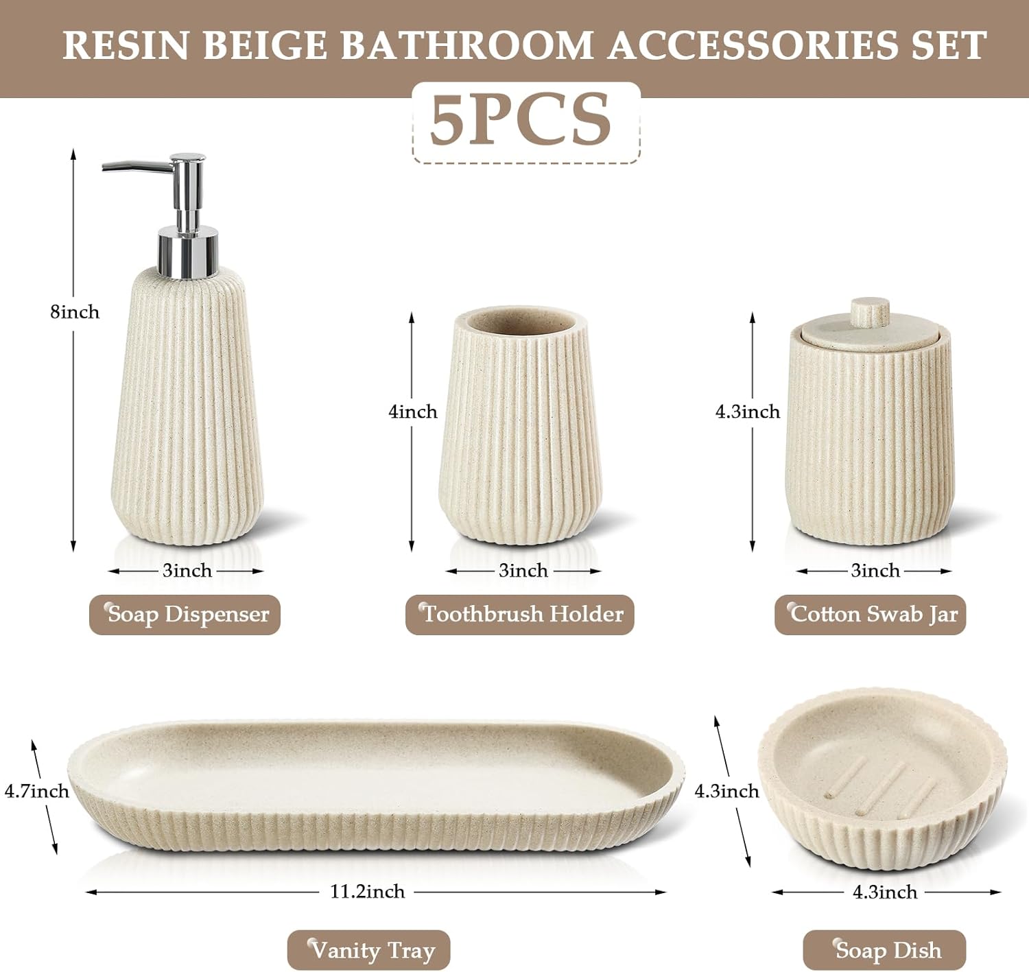 Beige Bathroom Accessories Set