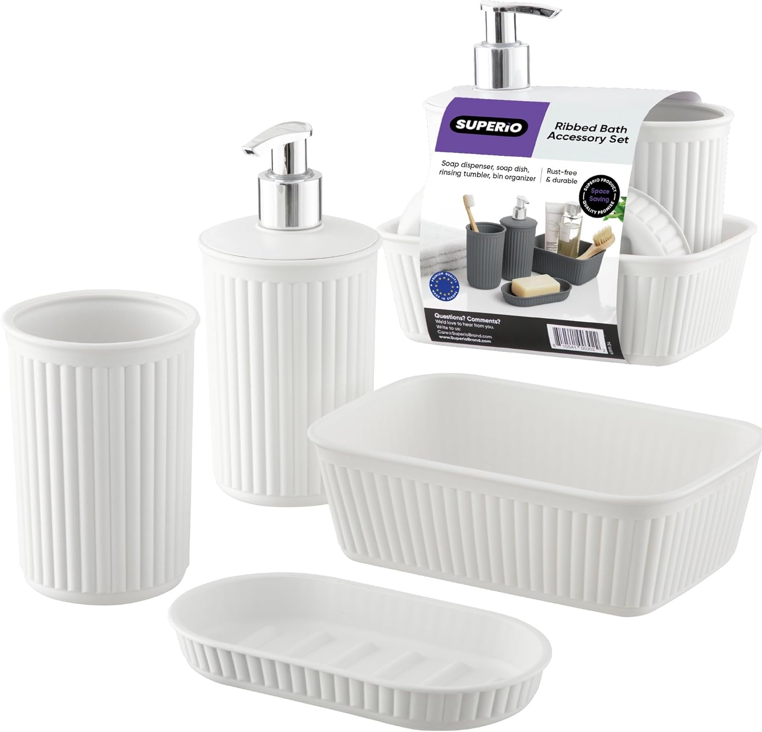 Superio Ribbed Collection - Bathroom Accessories Set
