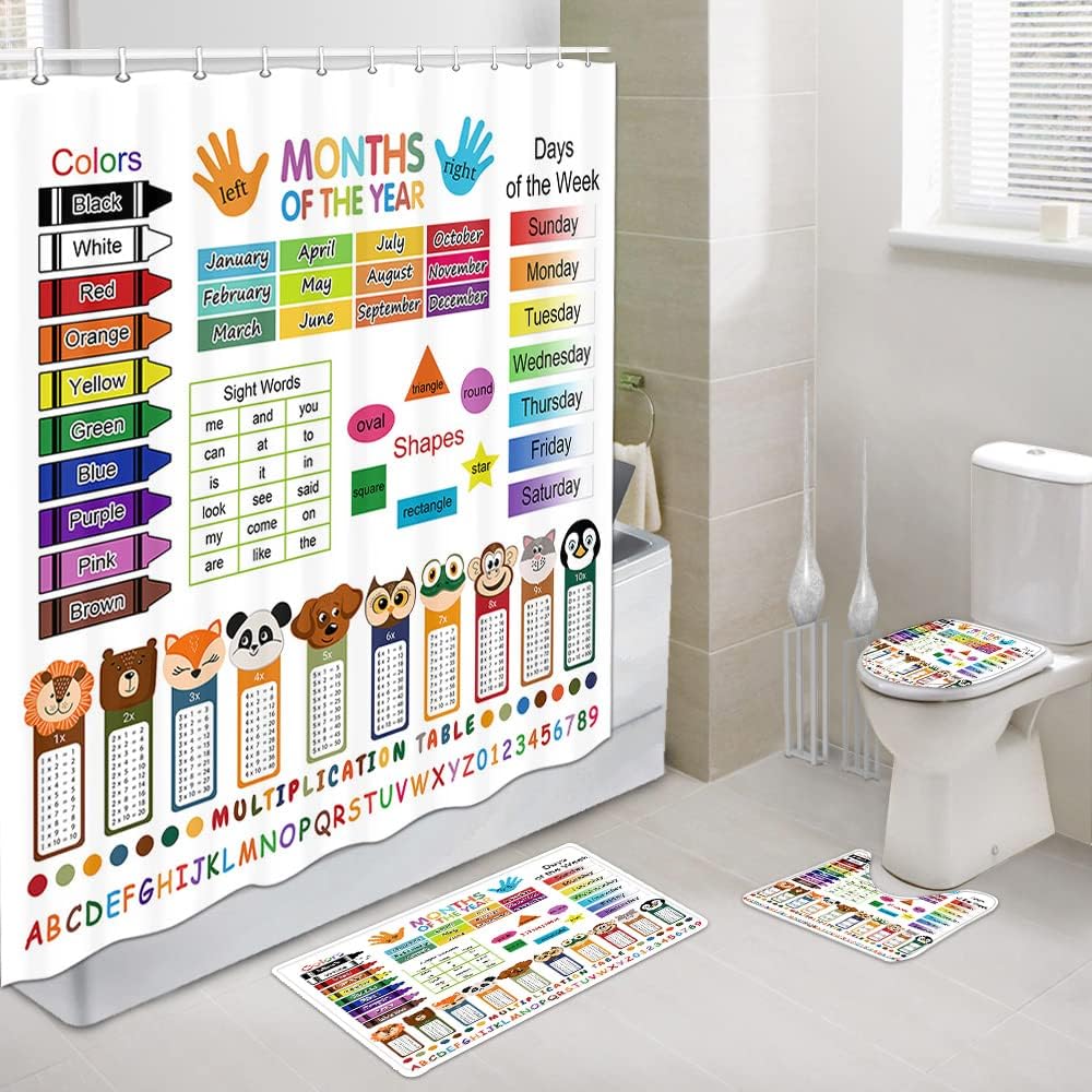 Educational Fun Shower Curtain for Kids