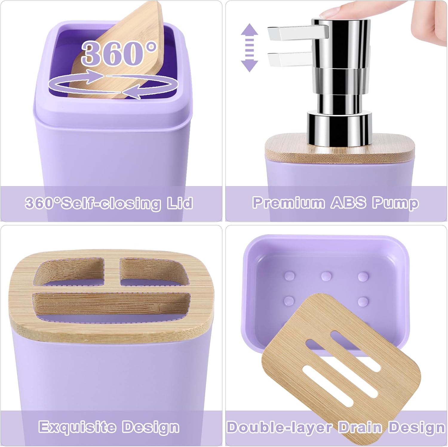 XLHOMO Purple Bathroom Accessories Set 9 pcs