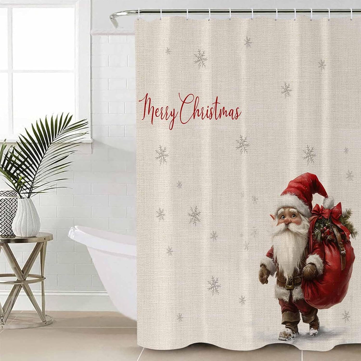 4-Piece Christmas Bathroom Set Retro Santa Accessories
